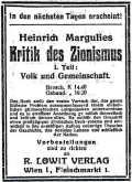 Anzeige in der Jdische Zeitung 1919, Vol. 39